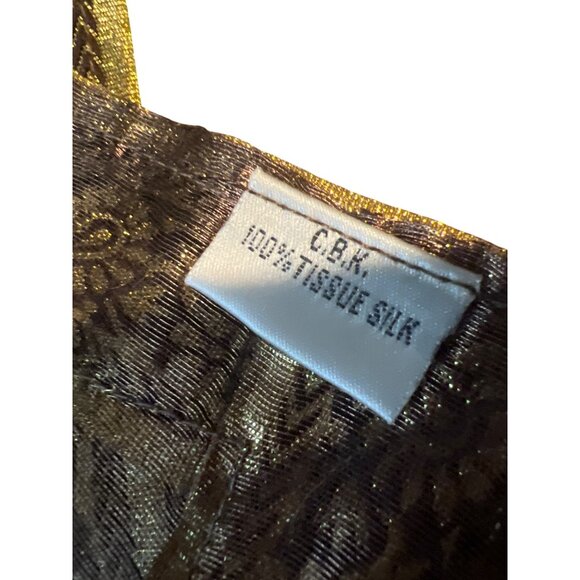 Elegant C.B.K. 100% Tissue Silk Table Runner With Intricate Gold Brocade Design - Picture 3 of 4